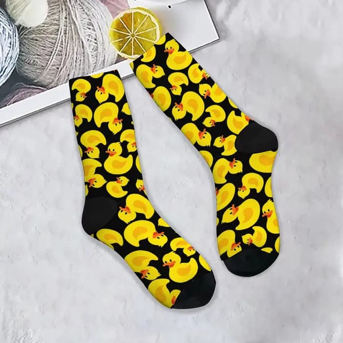 Chaussettes de dessin animé de canard en caoutchouc drôle nouveauté