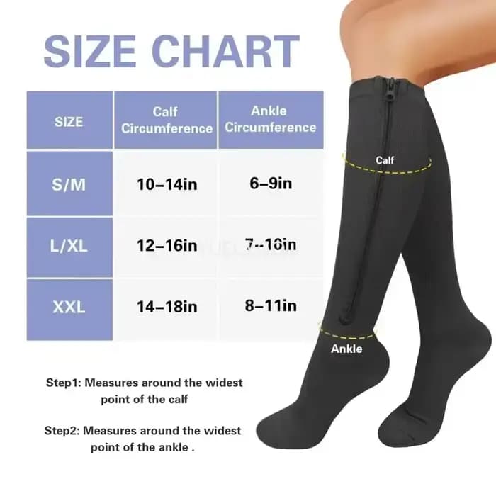 Chaussettes de compression à fermeture éclair pour femmes et hommes