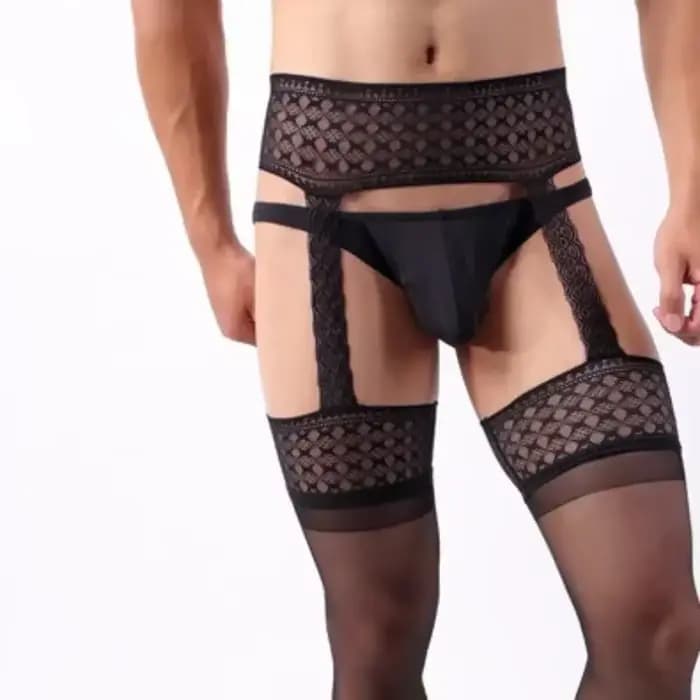 Collants en dentelle brodés pour hommes