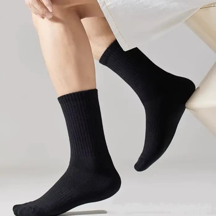 20 paires de chaussettes hautes en pur coton pour hommes, classiques noires/blanches, respirantes, absorbant la transpiration, chaudes, élastiques, chaussettes de sport