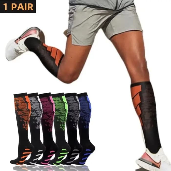 1 paire de chaussettes de sport à compression pour femmes et hommes, chaussettes de soutien des mollets pour la course à pied, les infirmières, la circulation de la grossesse, l'athlétisme