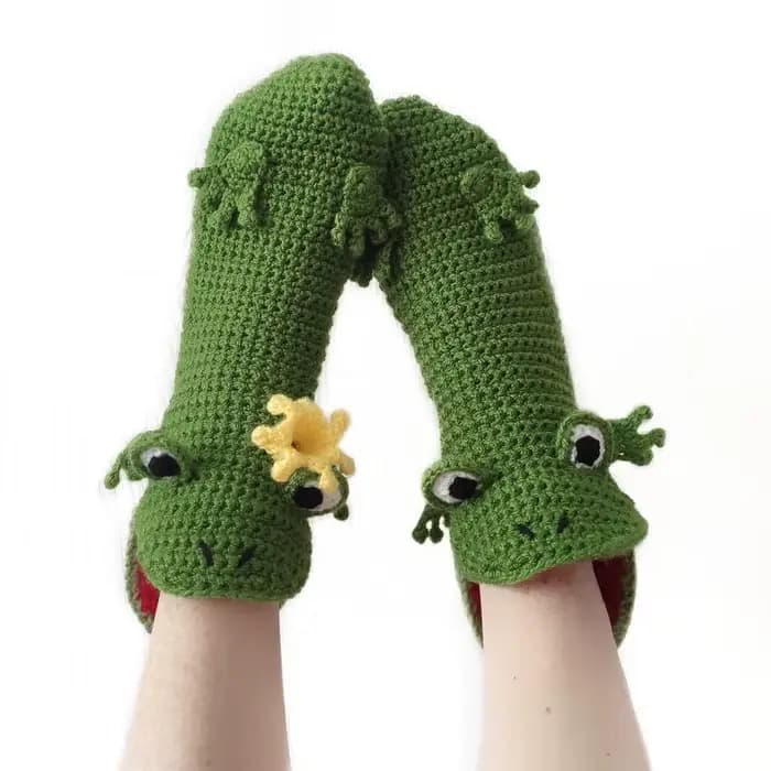 Chaussettes tricotées animaux drôles pour femmes hommes enfants Crocodile manger pied
