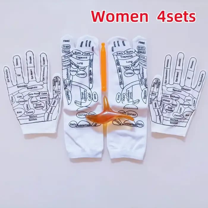 Chaussettes de réflexologie par acupression avec ensemble d'outils de massage, bâton de massage pour points de pression et points de déclenchement, outil de soin des pieds