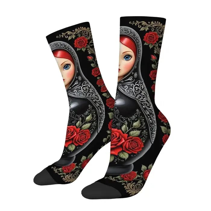 Art ethnique Rose Matryoshka chaussettes pour hommes Style rétro confortable respirant décontracté mode