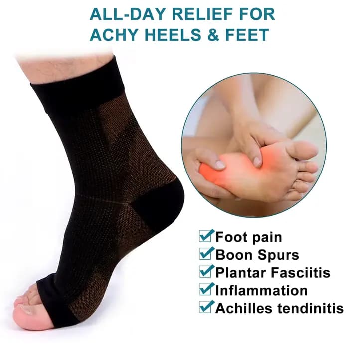 Manchons de pied de récupération de compression en cuivre, chaussettes pour fasciite plantaire, orteil d'arc, gonflement SAP, collier de talon, manchon de rinçage, 1 paire
