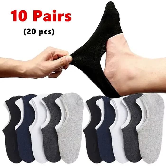 Lot de 10 paires de chaussettes pour hommes, respirantes, invisibles, en coton, coupe basse, décontractées, antidérapantes, de haute qualité