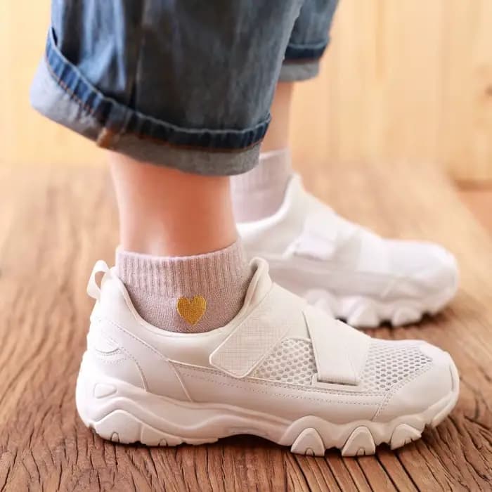 5 paires/ensemble femmes filles brodé amour coeur paillettes brillant chaussettes argent coloré mode drôle respirant