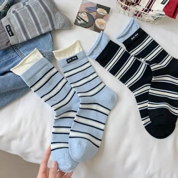 Femmes chaussettes printemps été mince respirant Double côtelé coton