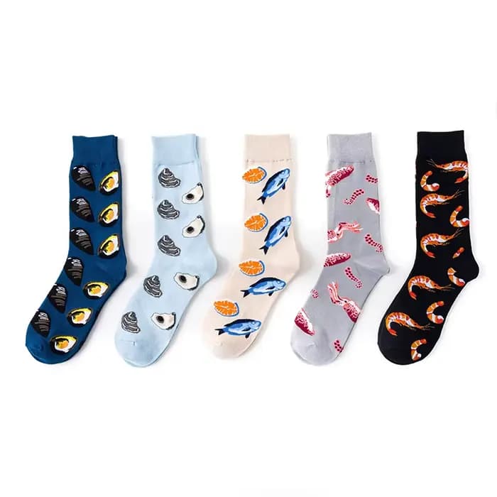 Harajuku chaussettes drôles nourriture fruits de mer actif crevettes calmar