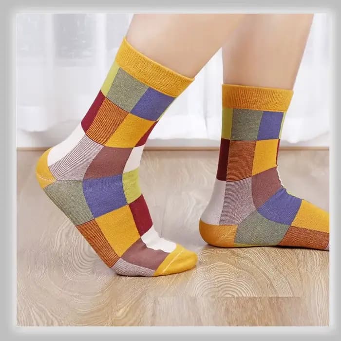 5 paires/chaussettes en coton peigné pour hommes printemps et automne chaussettes de Compression mode coloré carré