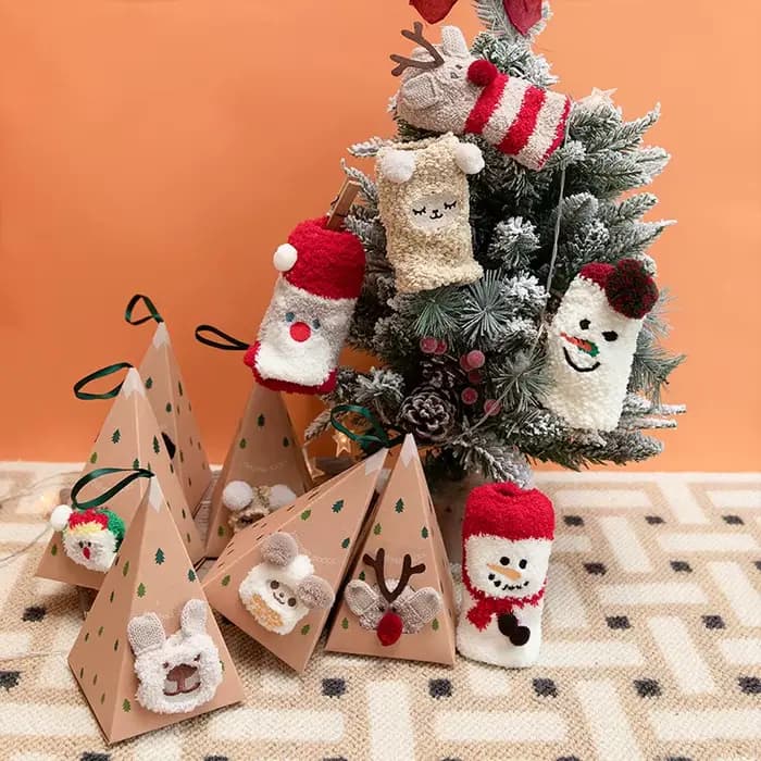 Chaussettes chaudes épaissies – Emballage cadeau Chaussette de Noël