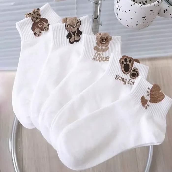 5/10 paires de chaussettes ours mignon pour femmes