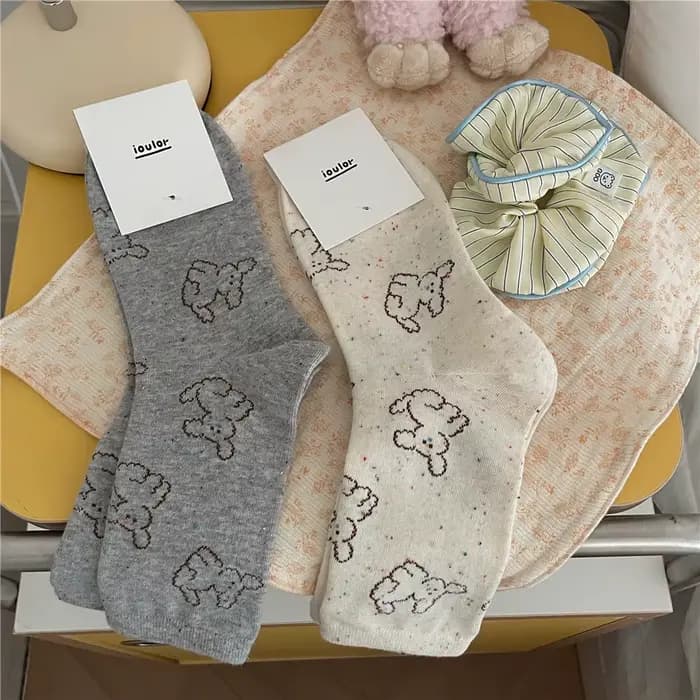 Women's Socks Spring Summer Cloud Dog Cute Middle Tube Socks Versatile Trendy Socks Comfortable Soft Sweat Absorbing Dopamine