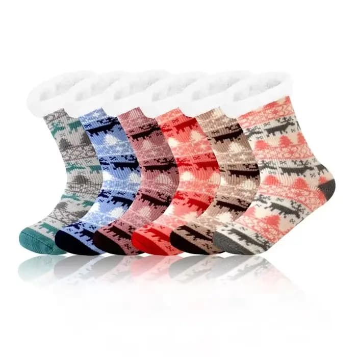 Chaussons thermiques en fourrure moelleuse pour femmes, chaussettes de vache mignonnes, vêtements de nuit chauds, chaussettes en peluche pour dames, chaussettes de sol doux, cadeau de Noël, hiver