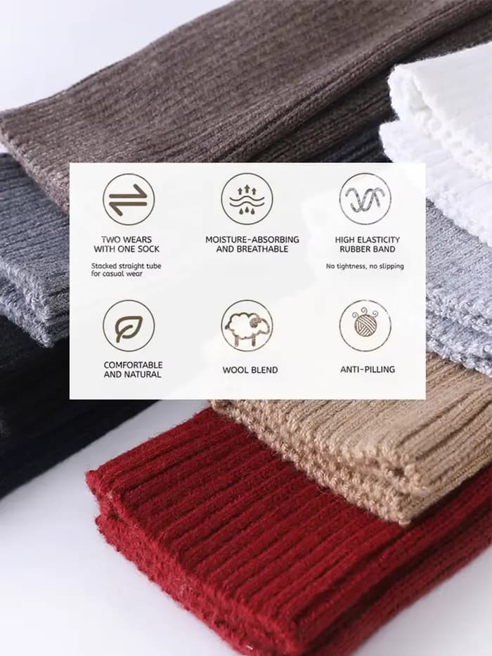 Tricot femmes mollet chauffe côtelé jambe chaud JK véritable laine mélange cheville garniture botte chaussettes automne hiver pied couverture sans pression Y2k