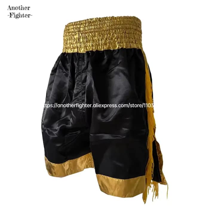 Short Muay Thai short de boxe uni hommes femmes enfants glands dorés Kickboxing Cage short de combat solide vêtements d'arts martiaux