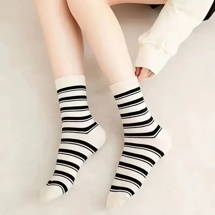Happy Face-Chaussettes mi-tube en coton respirant pour femmes