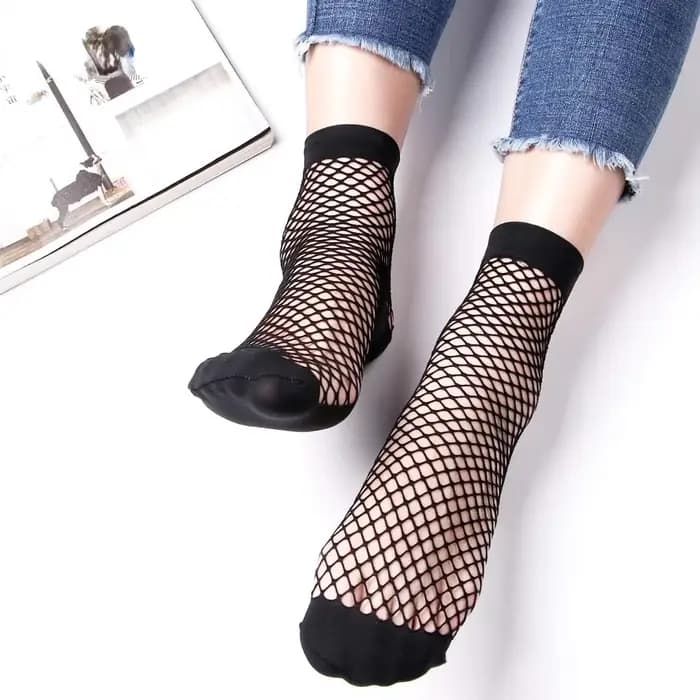 1 paire de chaussettes en résille en dentelle pour femmes