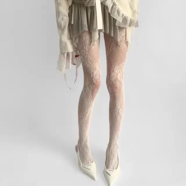 2025 nouveaux collants femmes Sexy dentelle florale cuisse haute bas