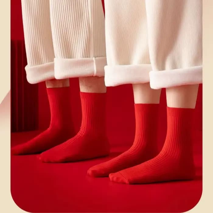 2 paires de chaussettes de Couple rouges pour hommes et femmes