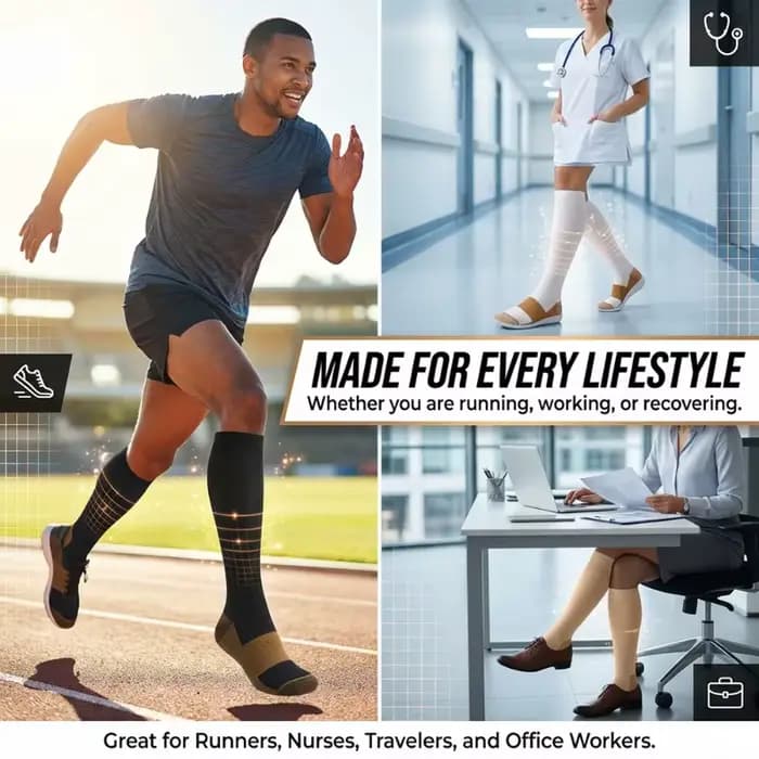 1/3 Paire de Chaussettes Longues à Compression Forte pour Femmes