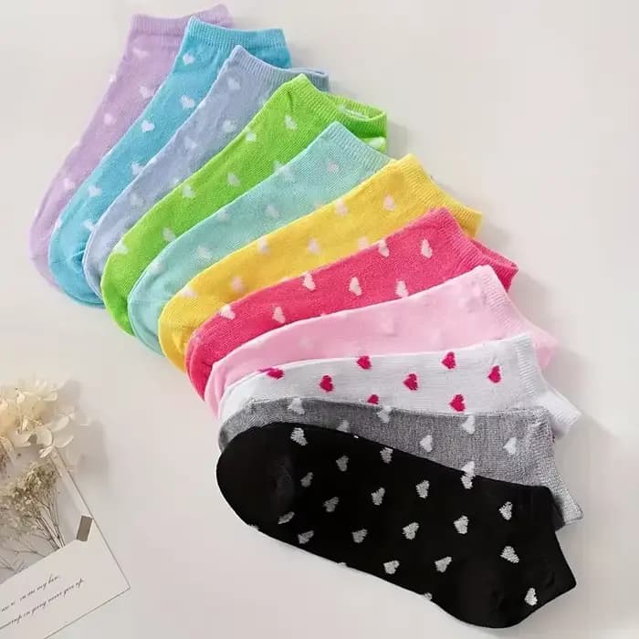 10/15/20/30/40 paires de chaussettes imprimées cœur