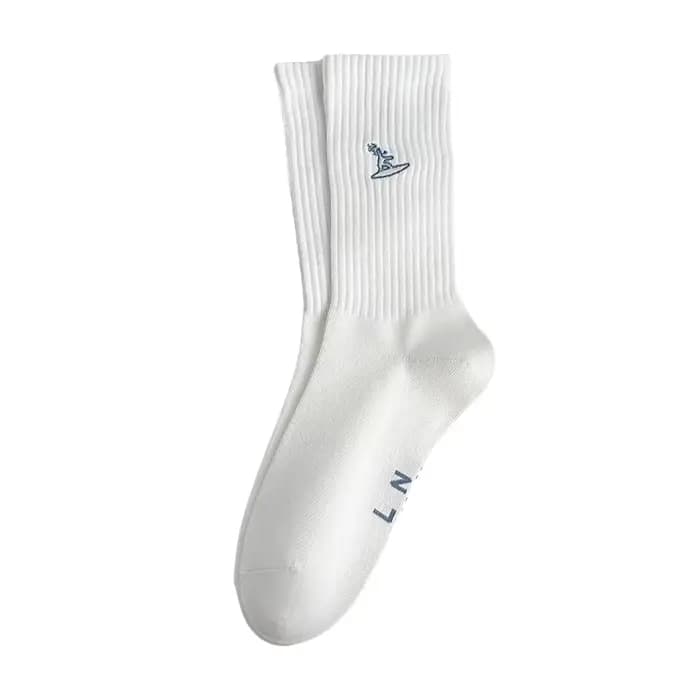 Chaussettes pour hommes nouvelle broderie mode couleur unie Simple basique longues