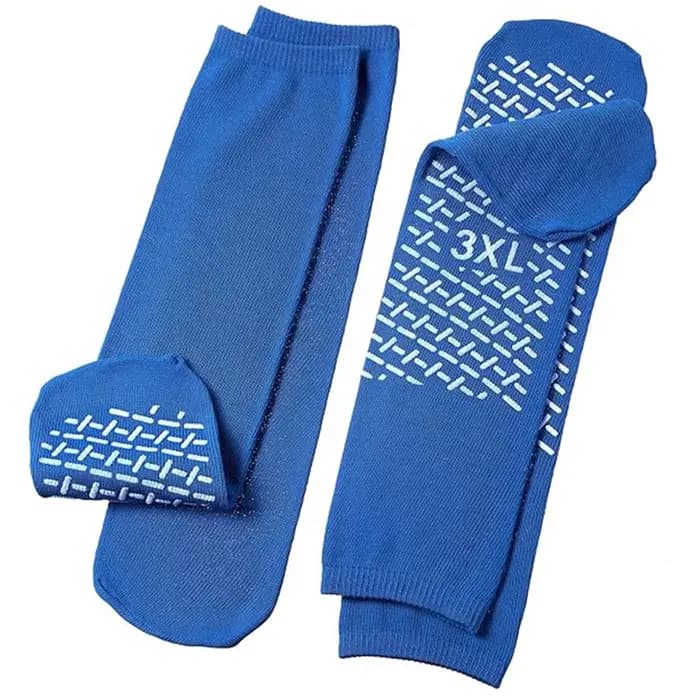 NON SKID Chaussettes d'hôpital pour hommes avec poignées, chaussettes antidérapantes pour hommes et femmes, chaussettes diabétiques pour hommes, chaussettes extra larges pour gonfler