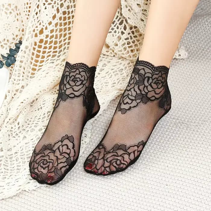 Haute qualité mode Vintag coton femmes dentelle chaussette Transparent été Floral dame fille mince chaussettes courtes