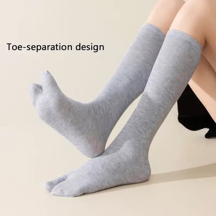 6 paires de chaussettes Tabi pour femmes et hommes, chaussettes longues japonaises à bout fendu, respirantes, couleur unie, chaussettes hautes jusqu'au genou pour tongs Geta