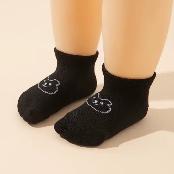 5 paires de chaussettes antidérapantes pour bébé, imprimé ours mignon, chaussettes respirantes pour tout-petits garçons et filles, chaussures pour nouveau-nés