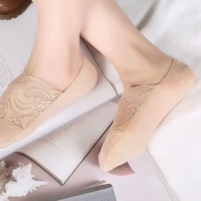 Nouvelles femmes chaussettes pantoufles anti-dérapant respirant mignon dentelle