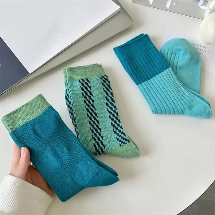 Chaussettes courtes en coton bleu carillon pour femmes