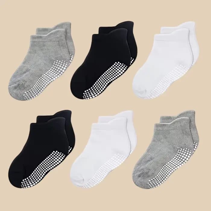 12 paires de chaussettes antidérapantes à points de colle noires