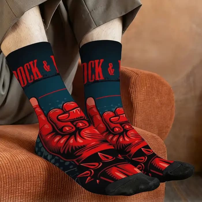 ROCK & ROLL Street Hip-Hop chaussettes pour hommes nouveauté drôle heureux équipage