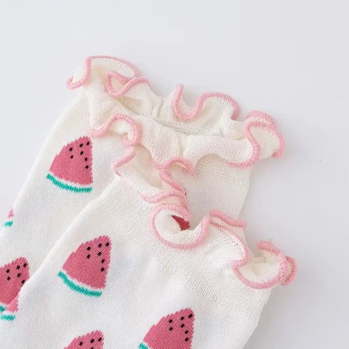 Chaussettes amusantes en coton à volants pour femmes