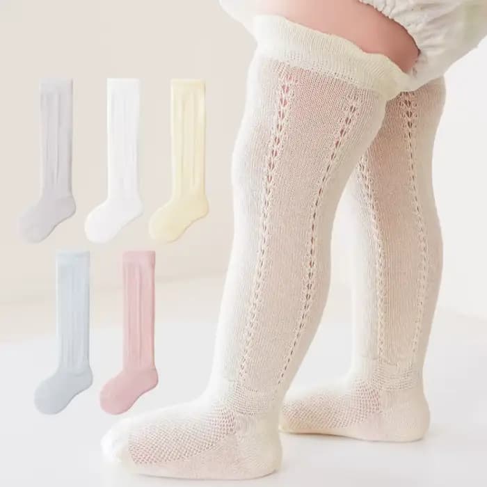 Chaussettes longues ajourées pour bébé, maille respirante en coton désossé, chaussettes hautes d'été pour nouveau-né, filles et garçons de 0 à 2 ans