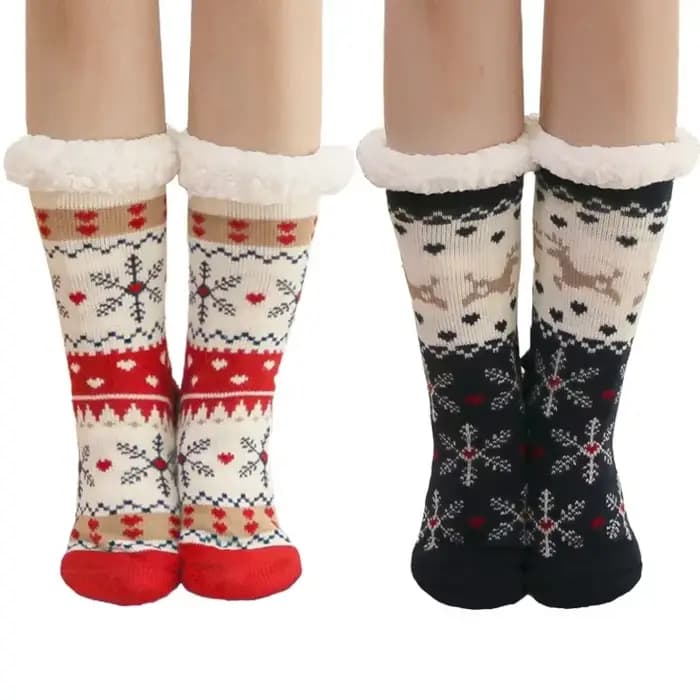 Chaussettes de sol de noël fauve flocon de neige maison chaussette de sommeil attaché tapis