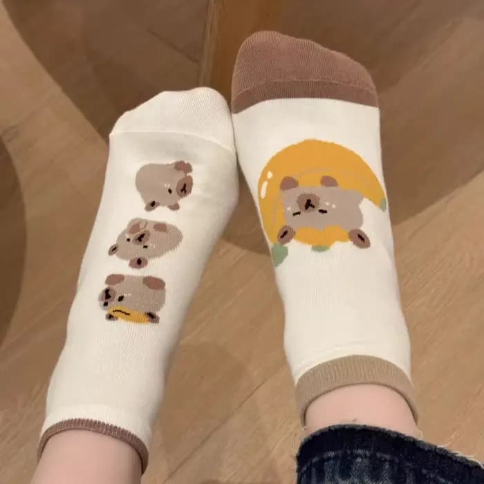 5 paires de chaussettes Capybara mignonnes pour femmes