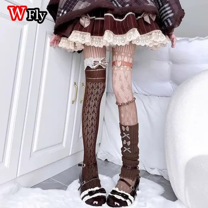 Chaussettes hautes pour femmes style Harajuku Y2K, gothiques, sexy, à motifs 'Love' ajourés, avec anneaux de jambe, chauffe-jambes, pour un look superposé personnalisé