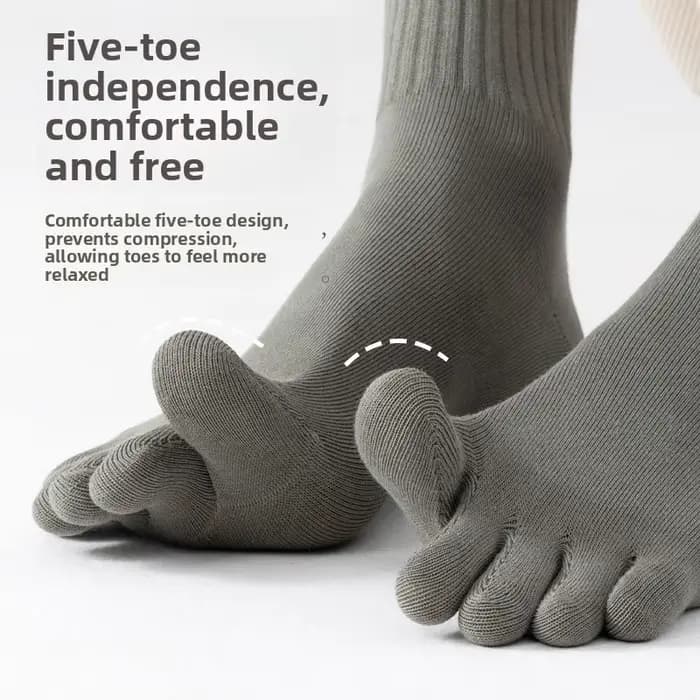 100% pur coton hommes mi-mollet cinq doigts chaussettes respirant absorbant antibactérien Anti-odeur printemps automne