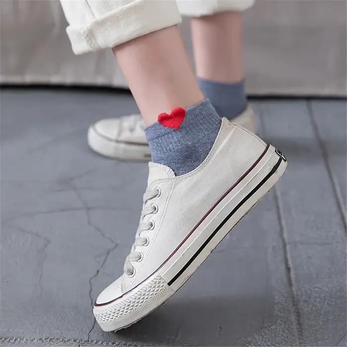 Chic nouvelles femmes été printemps mignon 3D rouge amour coeur cheville chaussettes drôle heureux frais littéraire collège Style court Sokken