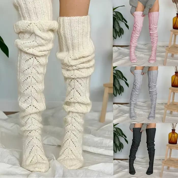 Chaussettes en laine empilées au-dessus du genou pour femmes
