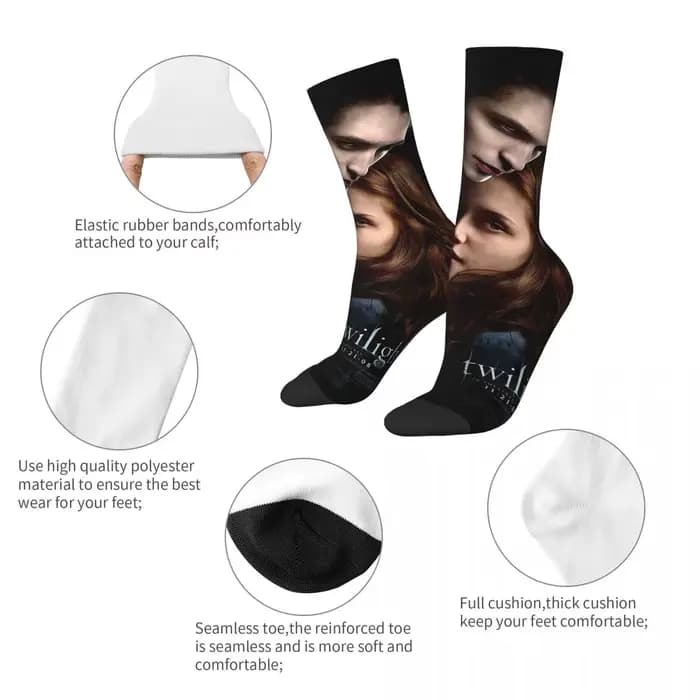 Happy Men – chaussettes pour homme et femme, chaussette graphique de la Saga du crépuscule, Edward Bella, Vampire, printemps, été, automne et hiver