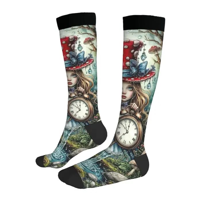 Une figure dans un chapeau en forme de champignon chaussettes Style rétro bas décontractés confortables chaud respirant chaussettes antidérapantes cadeau unisexe