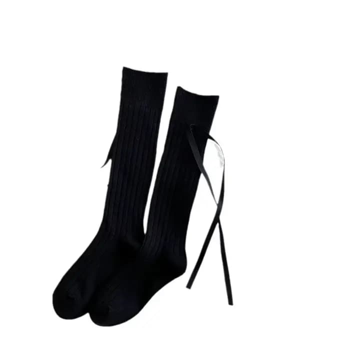 Chaussettes pour femmes de haute qualité couleur unie nœud doux genou