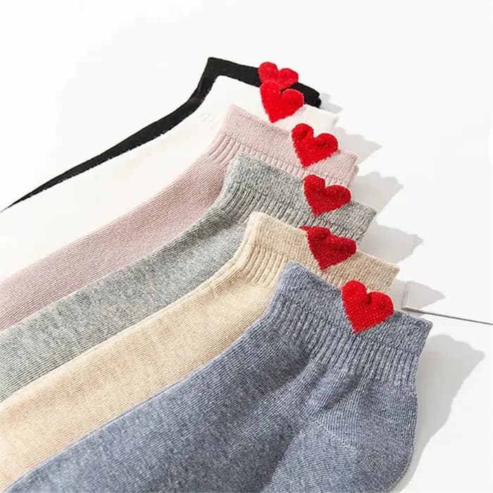 Chic nouvelles femmes été printemps mignon 3D rouge amour coeur cheville chaussettes drôle heureux frais littéraire collège Style court Sokken