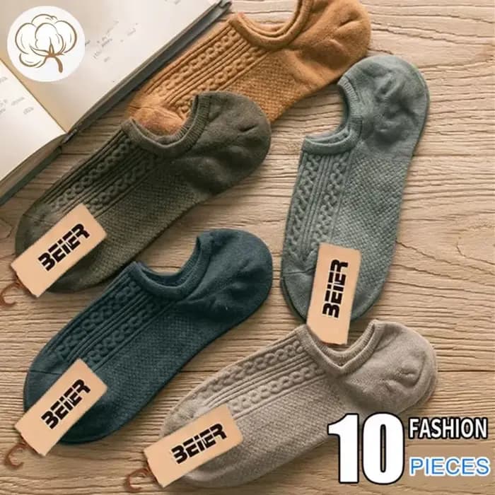 10 pièces = 5 paires de chaussettes Tube en coton torsadées pour hommes