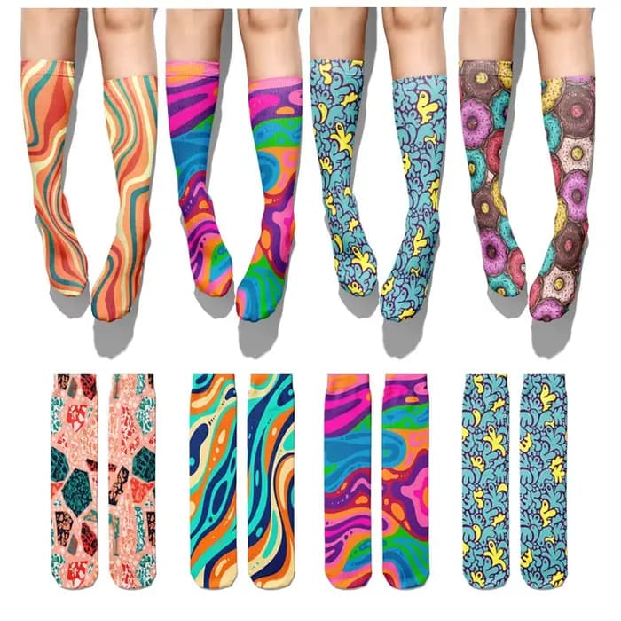 Femmes heureux chaussettes drôles impression 3D Art abstrait mignon Graffiti