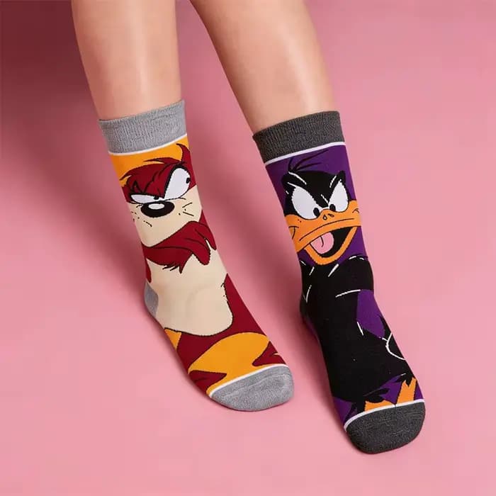 Chaussettes de sport décontractées classiques Bugs Bunny, Daffy Duck, Sylvester, personnages de dessins animés, chaussettes fantaisie personnalisées avec figurines d'anime